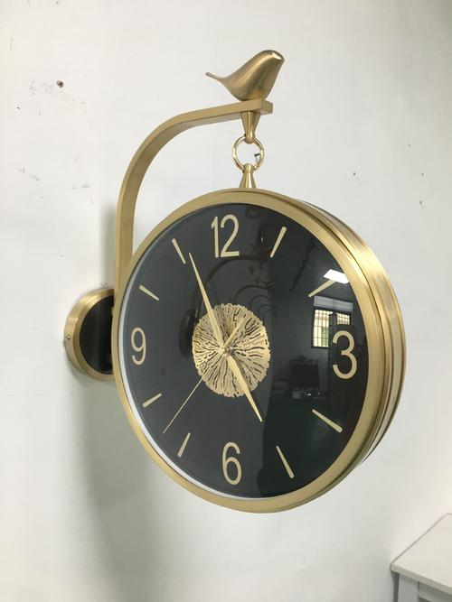 厂家直销全铜双面挂钟简约轻奢大气全铜双面钟表客厅家用石英挂表